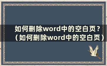 如何删除word中的空白页？ （如何删除word中的空白页）